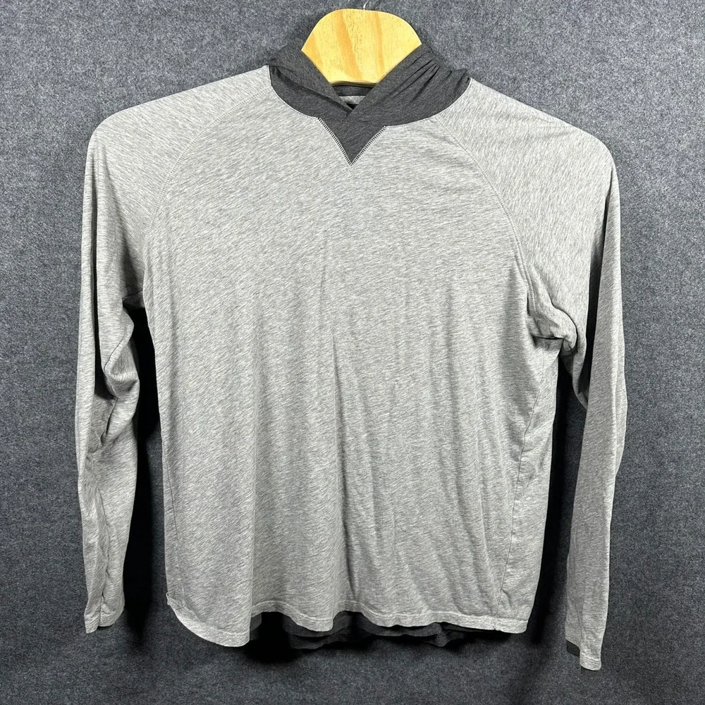 Vince Mens XL Double Layer Pima Cotton Long Sleeve Hoodie Two Tone Grey Pullover